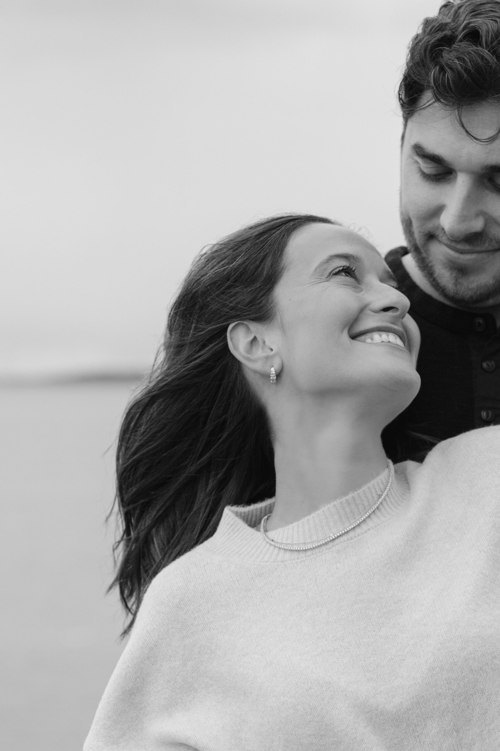 couple engagement photo session in Boston ma on the ocean